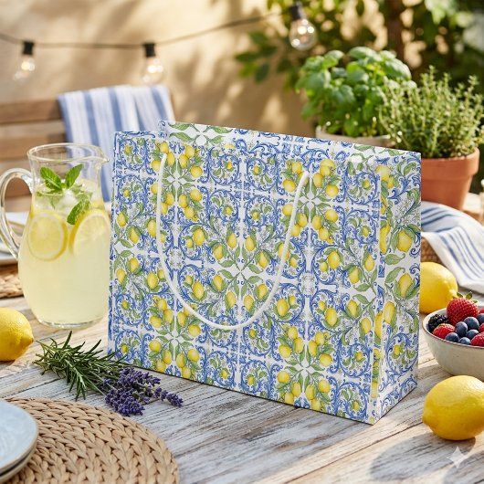 Mediterranean Amalfi Coast Blue Tile Lemon Groot Cadeauzakje