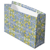 Mediterranean Amalfi Coast Blue Tile Lemon Groot Cadeauzakje (Voorkant Gekanteld)