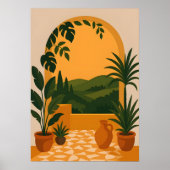 Mediterranean Arched Garden View Wall Art Poster (Voorkant)