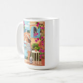Mediterranean Balcony Illustration Coffee Koffiemok (Voorkant links)