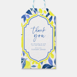 Mediterranean Blauw Gele Citroenen Bruidsmeisjesfe Cadeaulabel