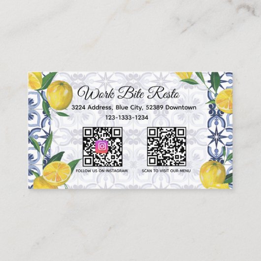 Mediterranean Bliss Lemon Restaurant QR Code Menu Kortingskaartje (Achterkant)