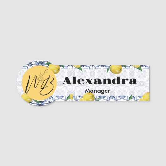 Mediterranean Bliss Modern Restaurant Medewerker Naamplaatje (Voorkant)