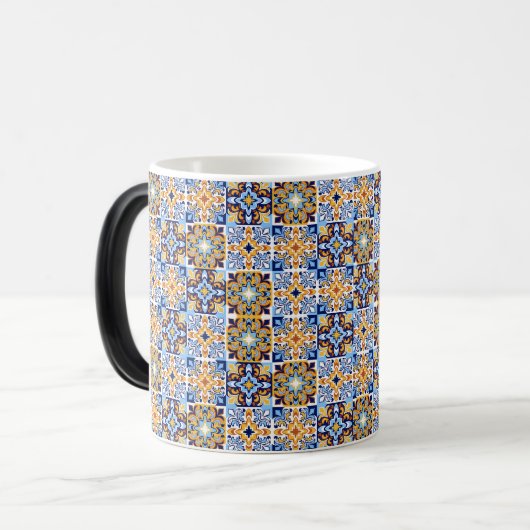 Mediterranean blue &brown Mug Magische Mok (Voorkant links)