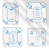 Mediterranean Blue Floral Tile Monogram Kaart