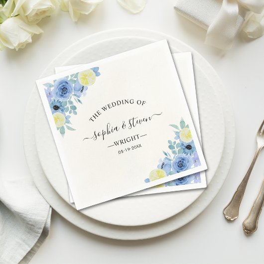 Mediterranean Blue & Lemon Wedding Servet