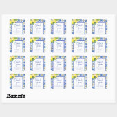 Mediterranean Blue Lemons Bruiloft Dank Je Vierkante Sticker (Vel)