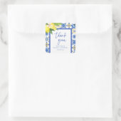 Mediterranean Blue Lemons Bruiloft Dank Je Vierkante Sticker (Tas)