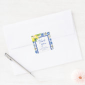 Mediterranean Blue Lemons Bruiloft Dank Je Vierkante Sticker (Envelop)