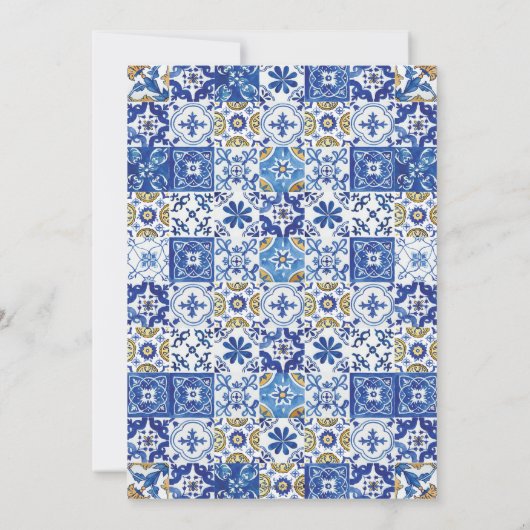 Mediterranean Blue Mosaic Tiles Christening Kaart (Achterkant)