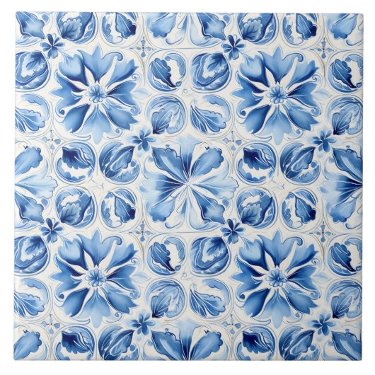 Mediterranean Blue Ornate  Tegeltje (Voorkant)