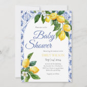 Mediterranean Blue Tegel Lemon Baby shower Kaart (Voorkant)