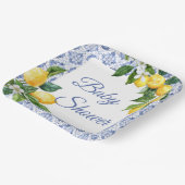 Mediterranean Blue Tegel Lemon Baby shower Papieren Bordje (Gebogen)