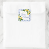 Mediterranean Blue Tegel Lemon Baby shower Vierkante Sticker (Tas)