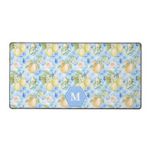 Mediterranean Blue Tile Limoncello Monogram Name