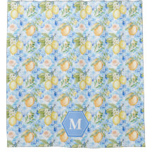 Mediterranean Blue Tile Limoncello Monogram Name