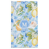 Mediterranean Blue Tile Limoncello Monogram Name Klein Cadeauzakje (Achterkant)