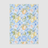 Mediterranean Blue Tile Limoncello Monogram Name Tissuepapier (Voorkant)