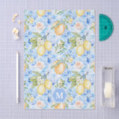 Mediterranean Blue Tile Limoncello Monogram Name Tissuepapier (Craft)