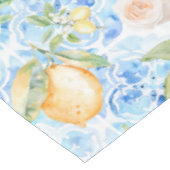 Mediterranean Blue Tile Yellow Lemon Watercolor Tafelkleed (Gekanteld)