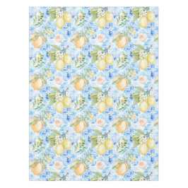 Mediterranean Blue Tile Yellow Lemon Watercolor Tafelkleed