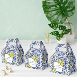 Mediterranean Blue Tiles Lemons Bridal Shower Bedankdoosjes
