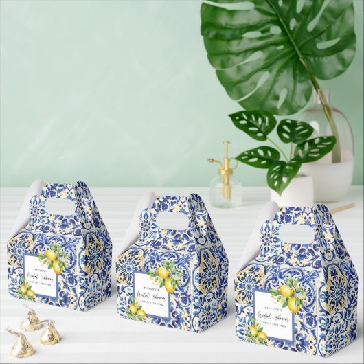 Mediterranean Blue Tiles Lemons Bridal Shower Bedankdoosjes (Meervoudige)