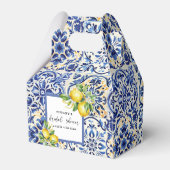Mediterranean Blue Tiles Lemons Bridal Shower Bedankdoosjes (Achterkant)
