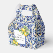 Mediterranean Blue Tiles Lemons Bridal Shower Bedankdoosjes (Voorkant Zijde)