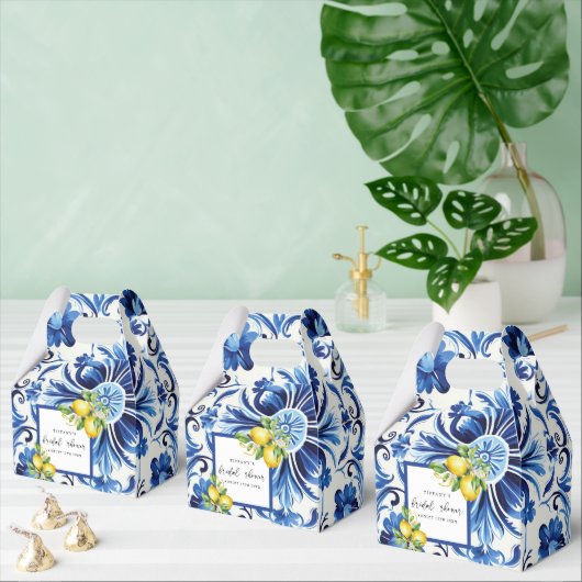 Mediterranean Blue Tiles Lemons Bridal Shower Bedankdoosjes (Meervoudige)