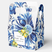 Mediterranean Blue Tiles Lemons Bridal Shower Bedankdoosjes (Geopend)