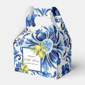 Mediterranean Blue Tiles Lemons Bridal Shower Bedankdoosjes (Voorkant Zijde)
