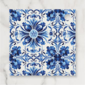 Mediterranean Blue Tiles Lemons Bridal Shower Bedankjes Labels (Achterkant)