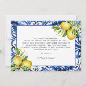 Mediterranean Blue Tiles Lemons Bridal Shower Bedankkaart (Achterkant)