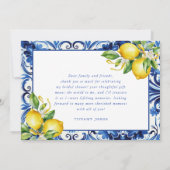 Mediterranean Blue Tiles Lemons Bridal Shower Bedankkaart (Achterkant)