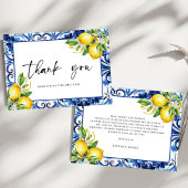 Mediterranean Blue Tiles Lemons Bridal Shower Bedankkaart