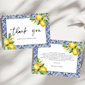 Mediterranean Blue Tiles Lemons Bridal Shower Bedankkaart