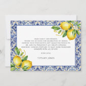 Mediterranean Blue Tiles Lemons Bridal Shower Bedankkaart (Achterkant)