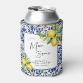 Mediterranean Blue Tiles Lemons Bridal Shower Blikjeskoeler (Blikje Voorkant)