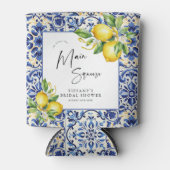 Mediterranean Blue Tiles Lemons Bridal Shower Blikjeskoeler (Voorkant)