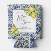 Mediterranean Blue Tiles Lemons Bridal Shower Blikjeskoeler (Achterkant)