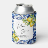 Mediterranean Blue Tiles Lemons Bridal Shower Blikjeskoeler (Blikje Voorkant)