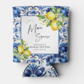 Mediterranean Blue Tiles Lemons Bridal Shower Blikjeskoeler (Voorkant)