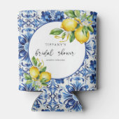 Mediterranean Blue Tiles Lemons Bridal Shower Blikjeskoeler (Achterkant)