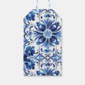 Mediterranean Blue Tiles Lemons Bridal Shower Cadeaulabel (Achterkant)