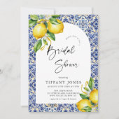 Mediterranean Blue Tiles Lemons Bridal Shower Kaart (Voorkant)