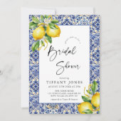 Mediterranean Blue Tiles Lemons Bridal Shower Kaart (Voorkant)