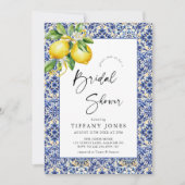 Mediterranean Blue Tiles Lemons Bridal Shower Kaart (Voorkant)