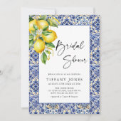 Mediterranean Blue Tiles Lemons Bridal Shower Kaart (Voorkant)