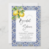 Mediterranean Blue Tiles Lemons Bridal Shower Kaart (Voorkant)